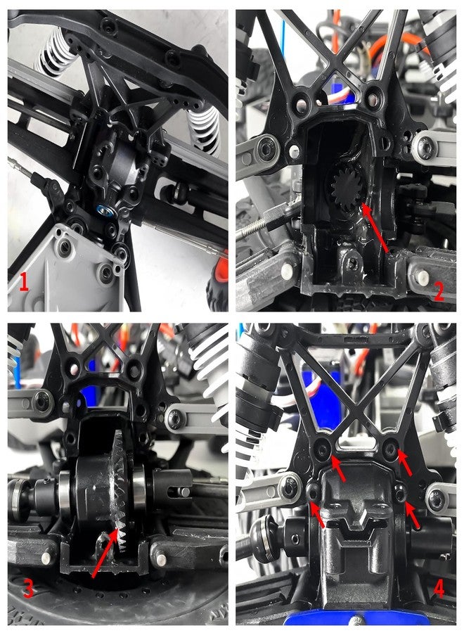 ترس تفاضلي أمامي وخلفي من الفولاذ من LSG، ترس حلزوني تفاضلي لسيارات التحكم عن بعد Tra-xxas E-MAXX Slash 4X4 XO-01 بمقياس 1/10 (أمامي) - Image 5